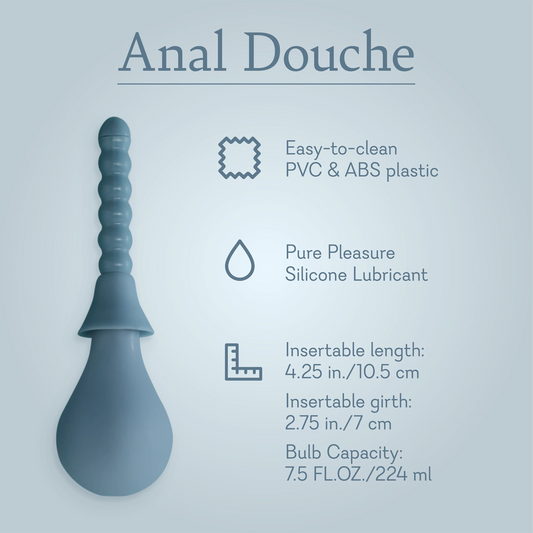 Anal Douche. Easy to clean PVC and ABS plastic, Pure pleasure silicone lubricant.
