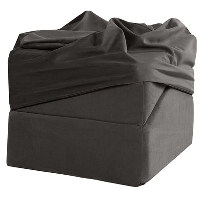 Flip Ramp with Slip Cover-Black Angled Sex Pillow that Converts into an Ottoman with Cover