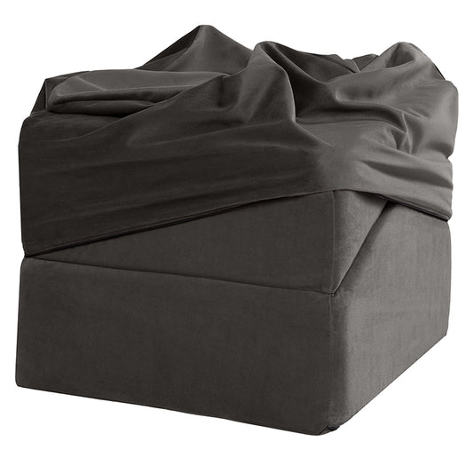 Flip Ramp with Slip Cover-Black Angled Sex Pillow that Converts into an Ottoman with Cover